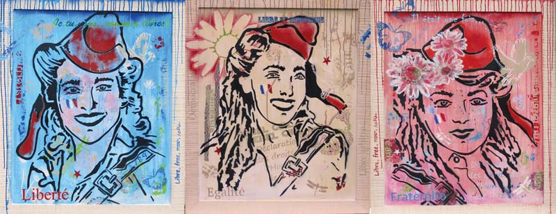 Triptyque "Liberté mon trésor"