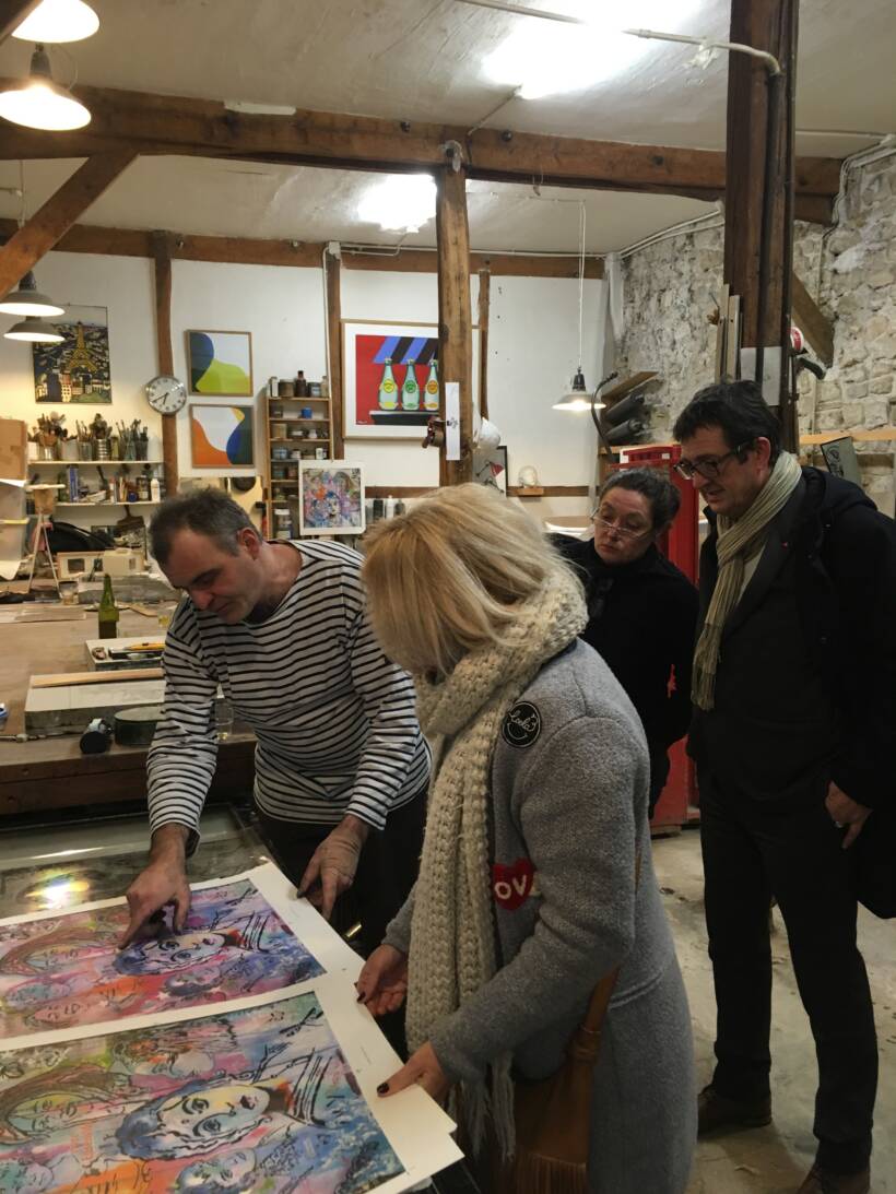 En cours de réalisation d’une lithographie (BAT), avec l’équipe de la mairie