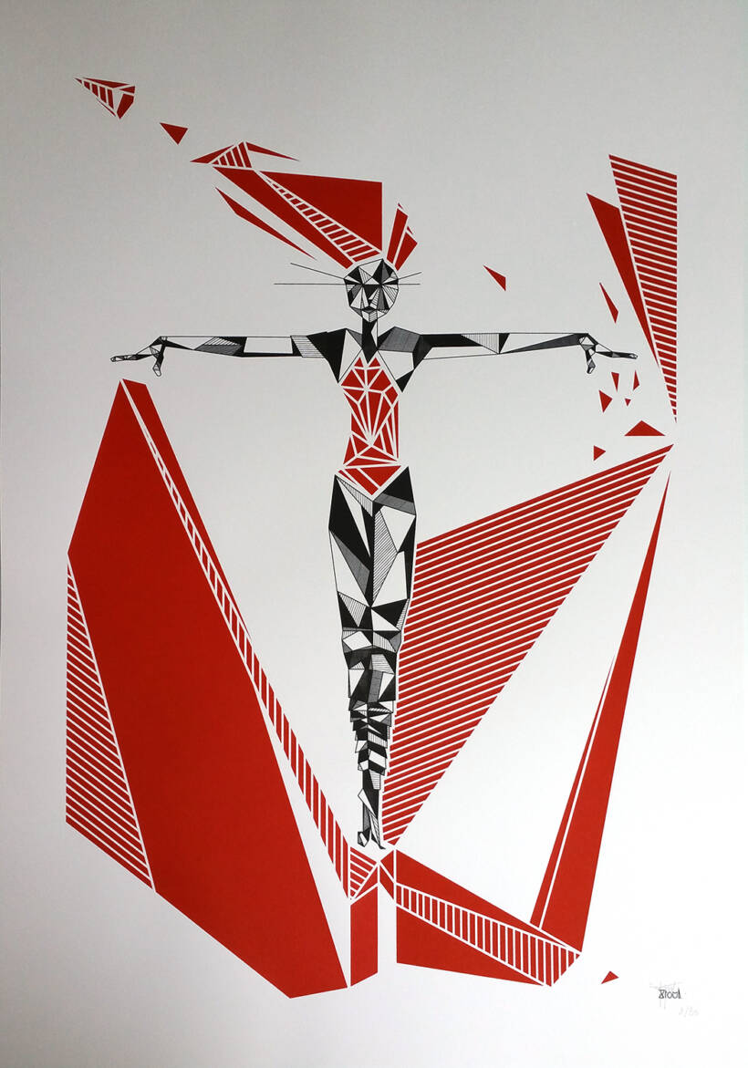 STOUL – « ORU SERIGRAFF BASE » 2017 Sérigraphie 2 couleurs sur papier 250g recyclé – 30 exemplaires numérotés signés 100×70 cm