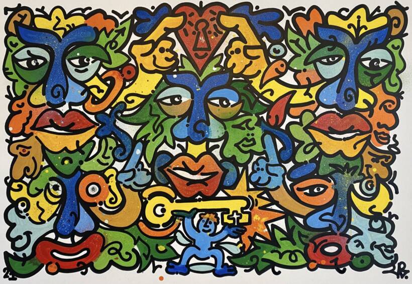 Louis Bottero – L’enfant bleu – Techniques mixtes sur toile – 116 x 81 cm