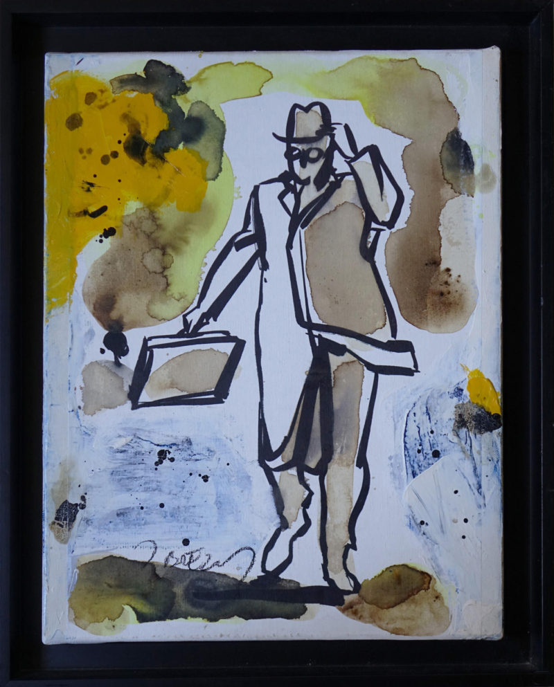 L’homme pressé – toile – caisse américaine – 33 x 31 cm – Jacques Blézot
