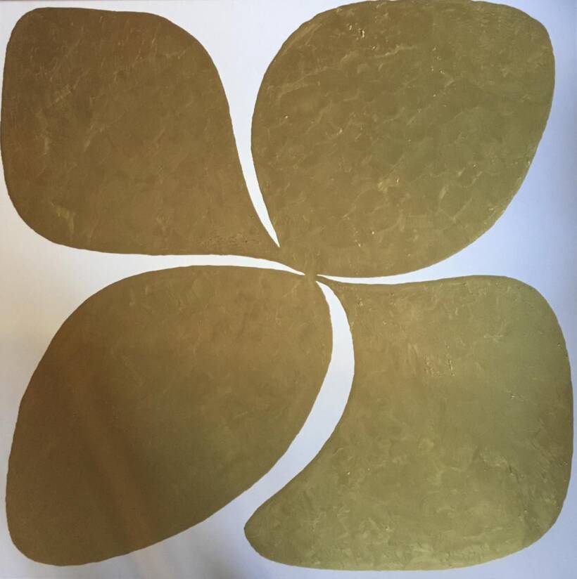 Trèfles dorés –  Dorure + huile sur toile – 80 x 80 cm