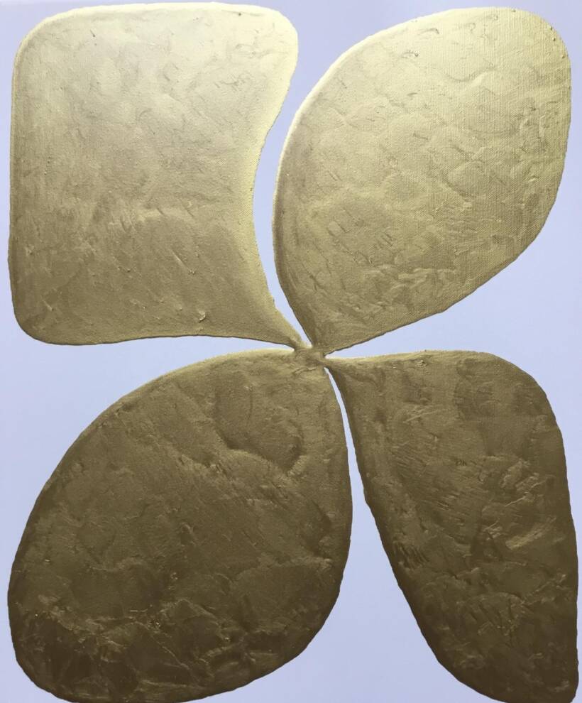 Trèfles dorés – Dorure et huile – 45 x 54 cm