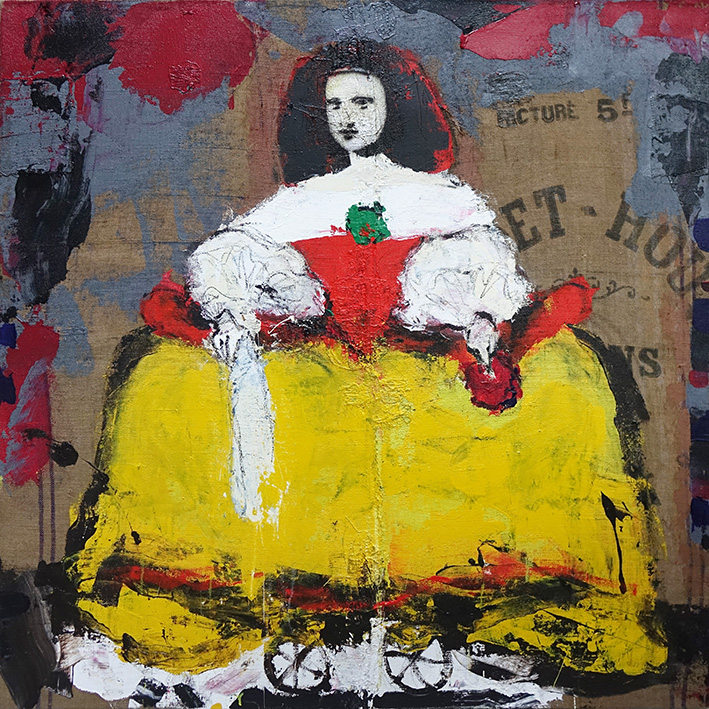 Jacques Blézot – Ménine sur toile de jute – 120   x 120  cm