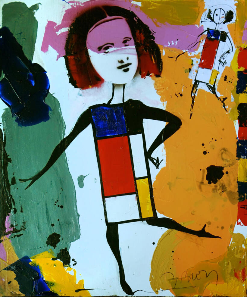 Jacques Blézot – La Joconde en Mondrian – Techniques mixtes sur toile – 64 x 53 cm