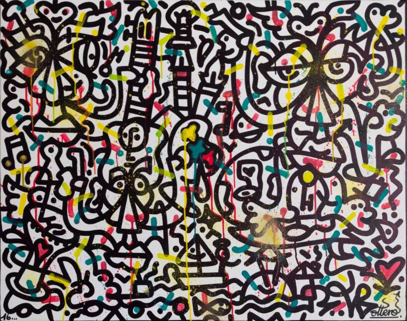 Louis Bottero – Maloya – Techniques mixtes sur toile – 99 x 78 cm – 2016 I Peinture réalisée en live sur un concert de musique traditionnelle Maloya à l’île de la Réunon