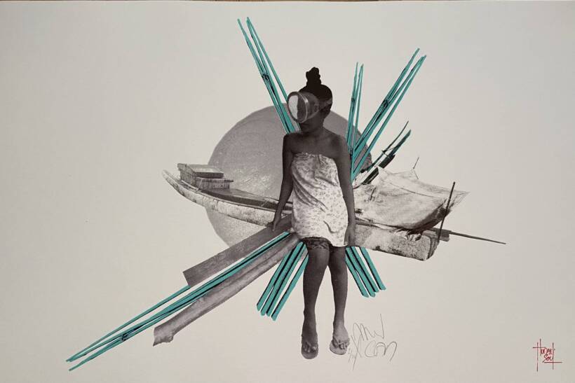 Human Soul – Blue lady (Tagbanua) – Sérigraphie sur paper rives 320 gr – 30 exemplaires – 40 x 60 cm – 