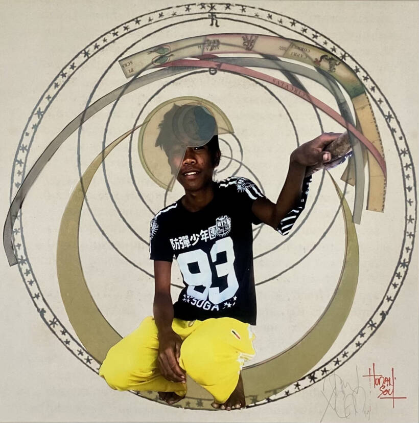 Tondo – Jeune-homme / Tagbanua – oeuvre originale – collage sur papier – 29 x 29 cm – 2019