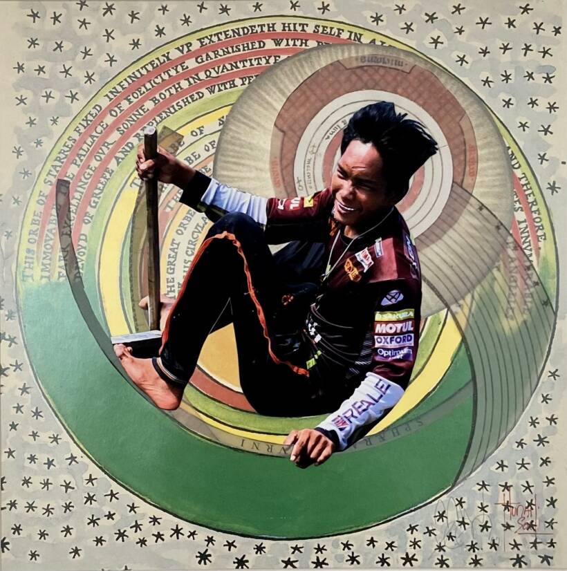 Tondo – Jeune homme/ Badjaos – oeuvre originale – collage sur papier – 29 x 29 cm – 2019