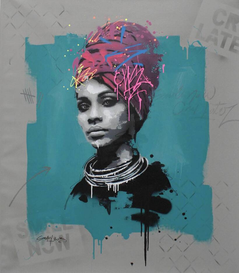 Seaty – Niamey – Techniques mixtes sur toile ) 110 x 95 cm – 2023