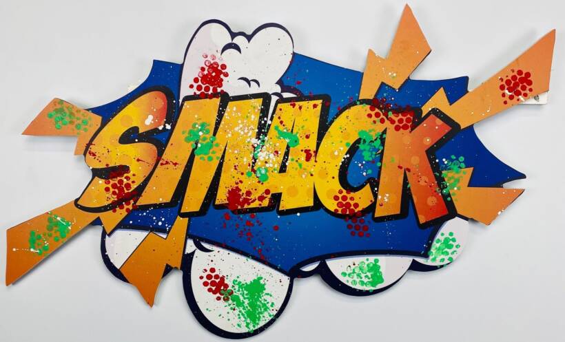 Noble$$ – sculpture – 2023 – Smack – Acrylique sur panneau – 48 x 82 cm