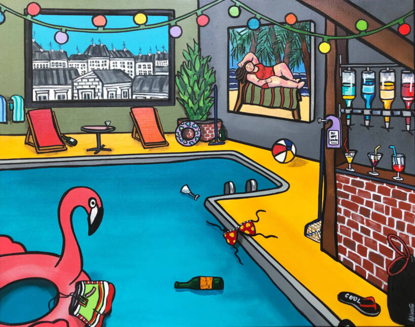 Alione – La sieste – Mixed media on canvas – 81 x 65 cm