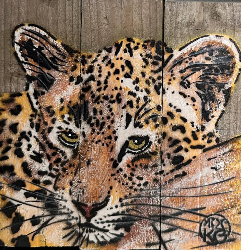 Mosko – Sur la branche – Techniques mixtes sur bois – 24,5 x 24,5 x 5 cm – 2024