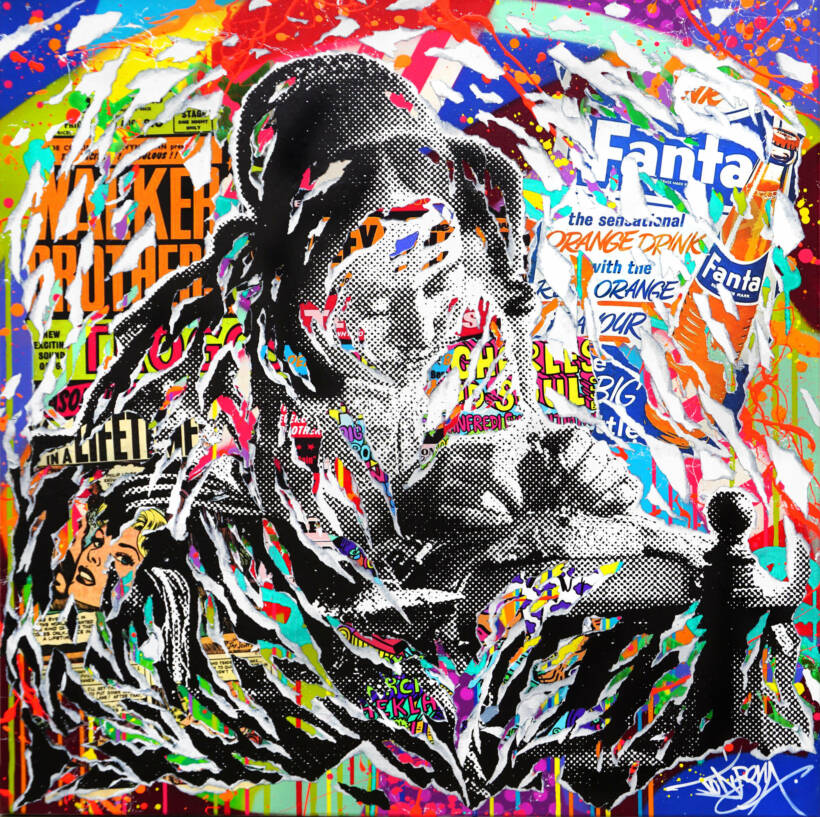 Pop Lacemaker – Techniques mixtes sur toile – 80 x 80 cm – 2023