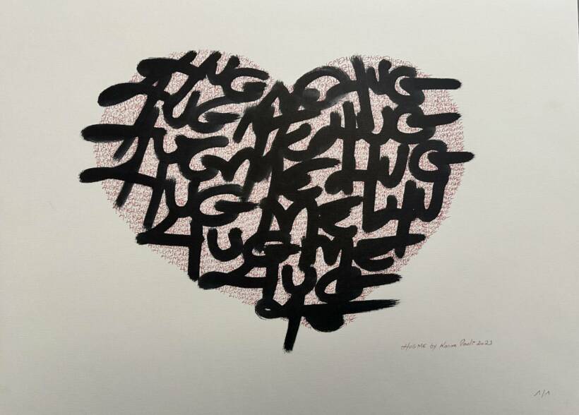 Karine Paoli – Poetic heart #8 – Acrylique sur papier beaux-arts – 48x 36 cm