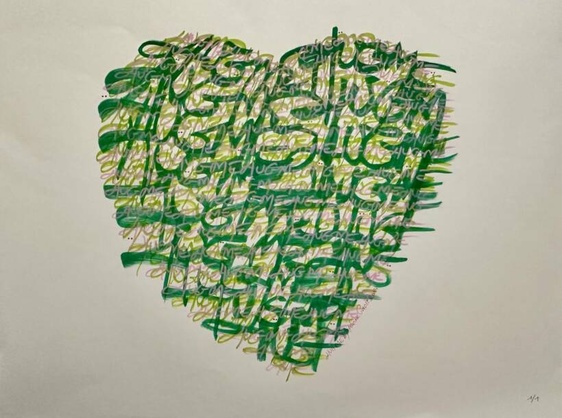 Karine Paoli – Poetic heart #4 – Acrylique sur papier beaux-arts – 65 x 50 cm