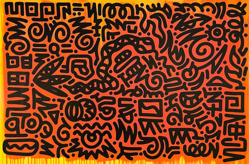 Woo – Terre secrète – Acrylique et encre sur toile – 2022 80 x 120 cm