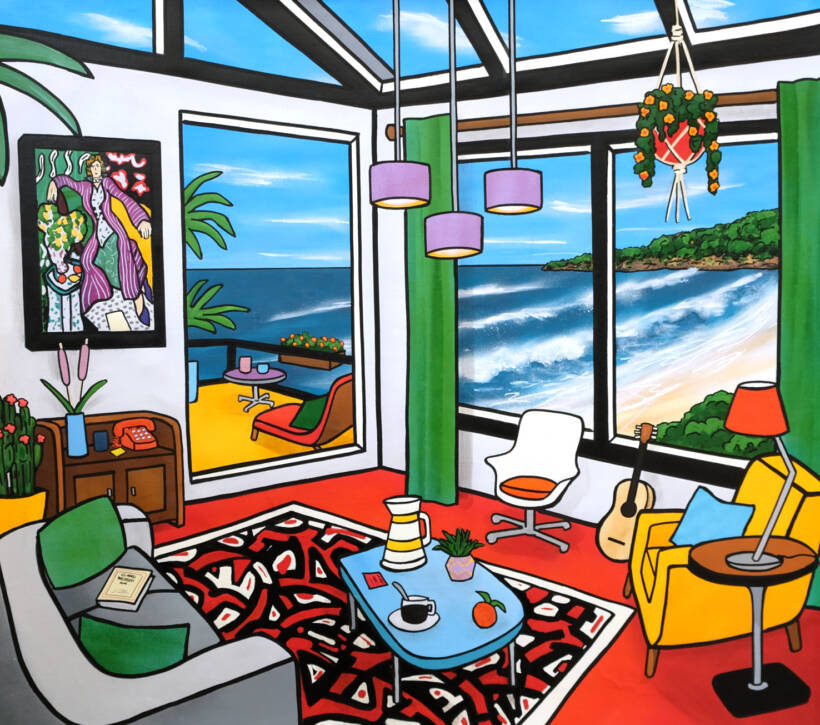 Alione – Les heures paresseuses – Techniques mixtes sur toile – 100 x 92 cm