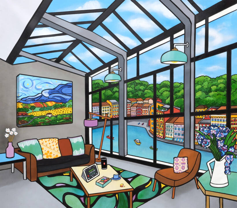 Alione – Un temps pour soi – Techniques mixtes sur toile – 100 x 90 cm