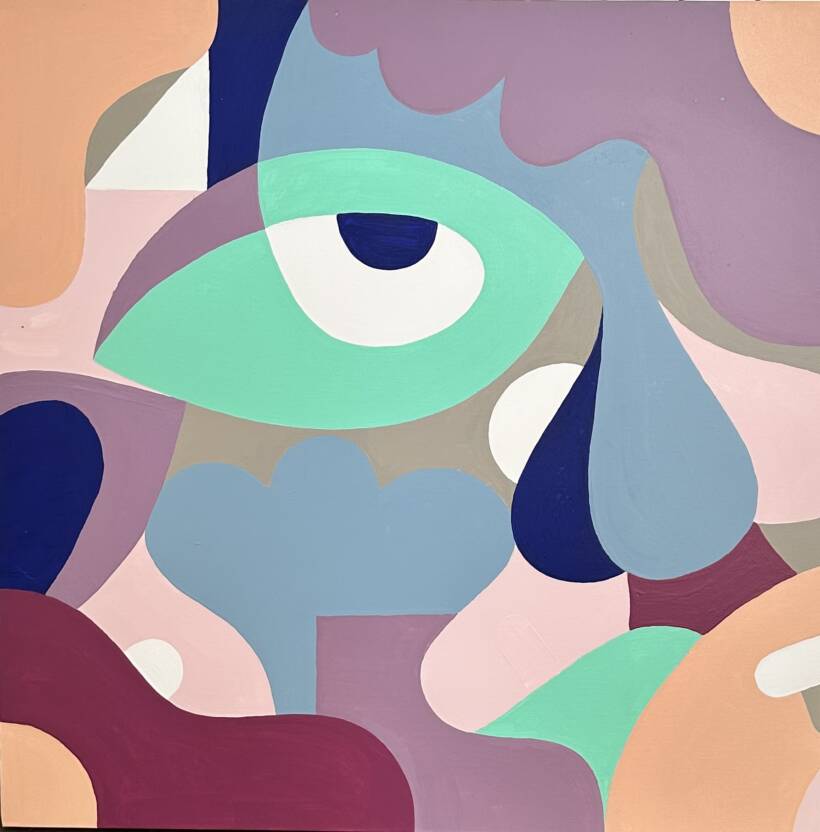Louis Bottero – Départ des anges 1/2 – Techniques mixtes sur toile – 80 x 80 cm – 2024