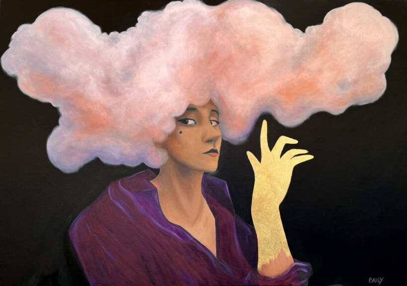 Pauline Bailly – Les pensées d’or – Huile sur toile et feuilles d’or – 81 x 116 cm – 2026
